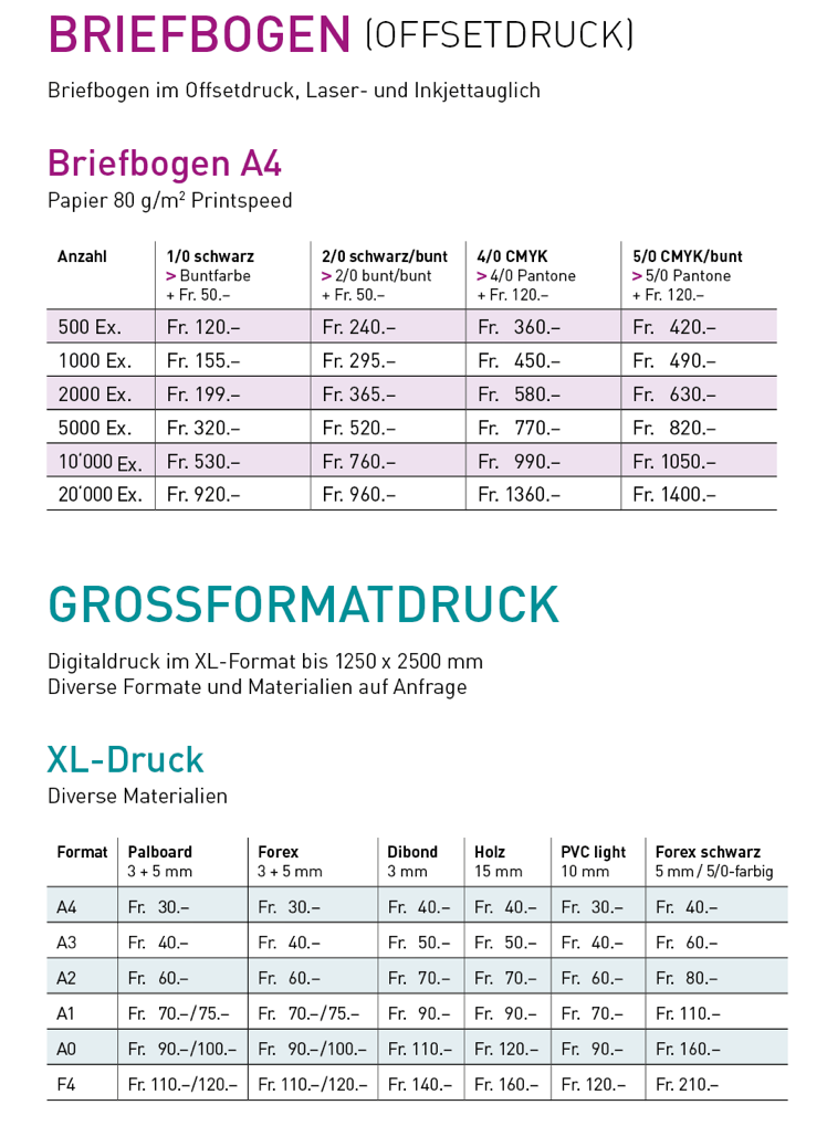 Briefbogen-Grossformatdruck
